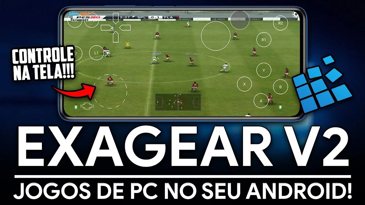 JOGOS DE PC NO SEU ANDROID! | Como Configurar o EXAGEAR V2 COM CONTROLES NA TELA! | Windows Emulator