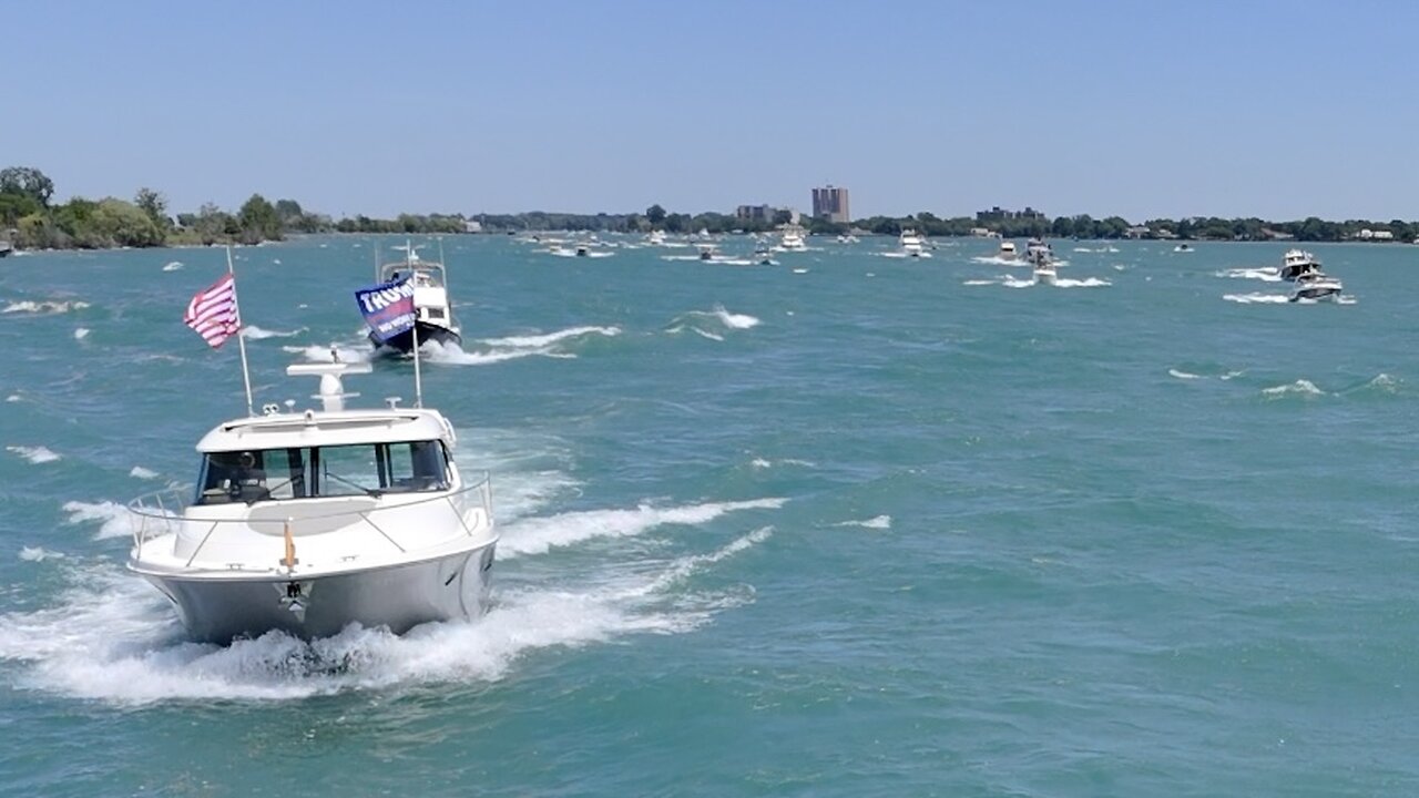 ‘Michigan MAGA Boat Parade’ Takes Detroit River Towards Downtown Detroit