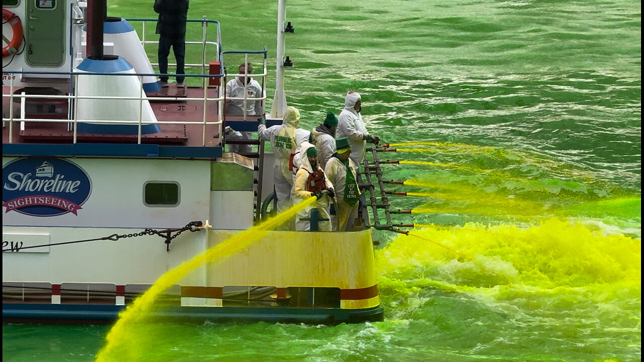 Chicago River Dyed Green for St. Patrick’s Day