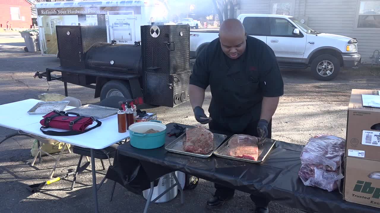 Local chef holds pop-up BBQ stand to help people enjoy the Super Bowl