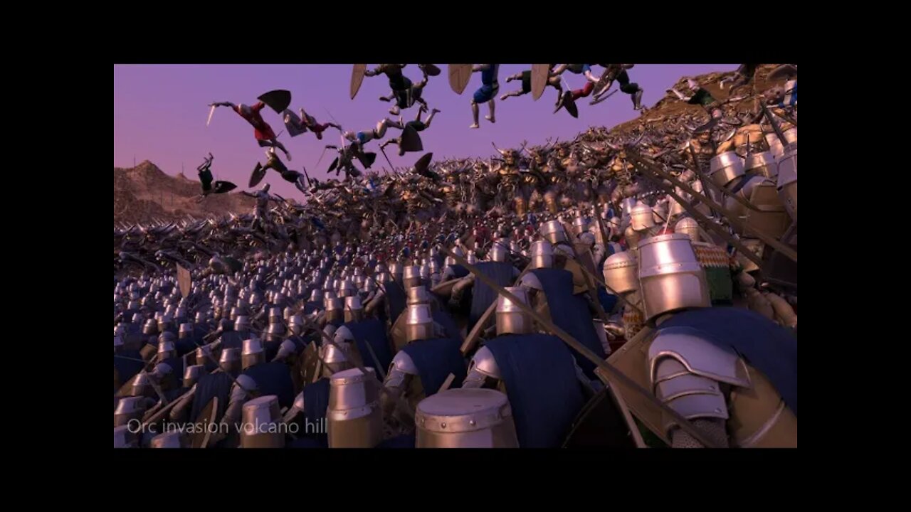 Orc invasion on volcano hill.