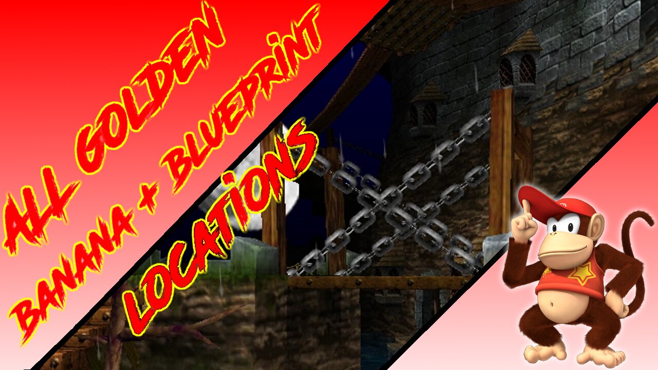 Donkey Kong 64 - Creepy Castle - Diddy Kong Golden Banana + Blueprint (Kasplat) Locations