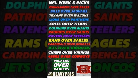 NFL Week 5 Picks! #nfl #nflpicks