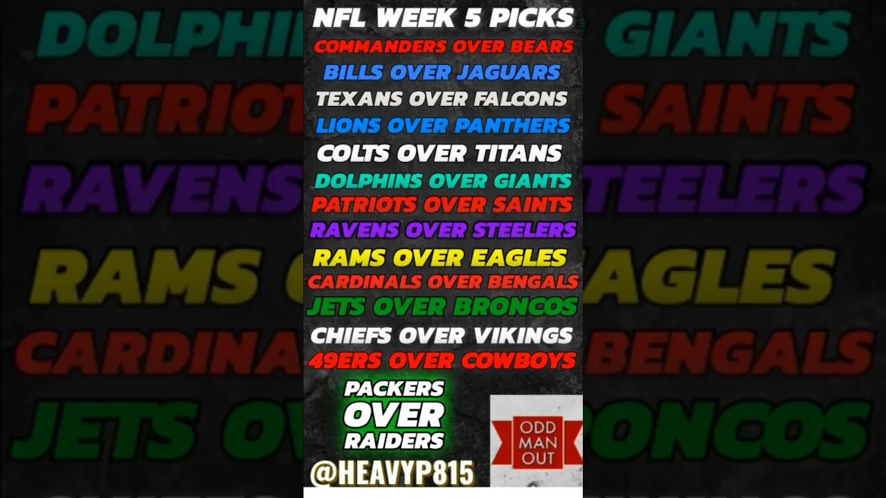 NFL Week 5 Picks! #nfl #nflpicks