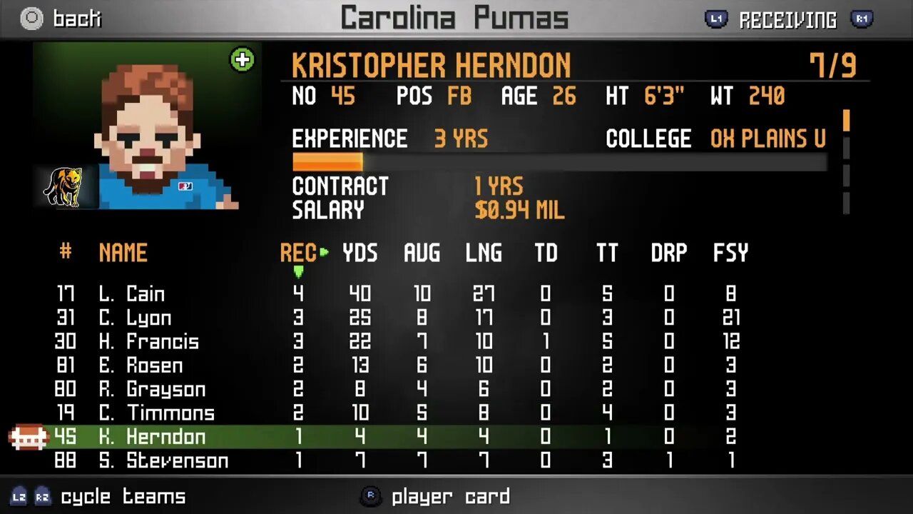 EFL:2-16- Carolina Pumas (1-1) Defeat Tampa Bay Pirates (1-1) - 16-13- Legend Bowl - Week 2