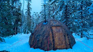 Spring Hot Tent Camping In The Snow