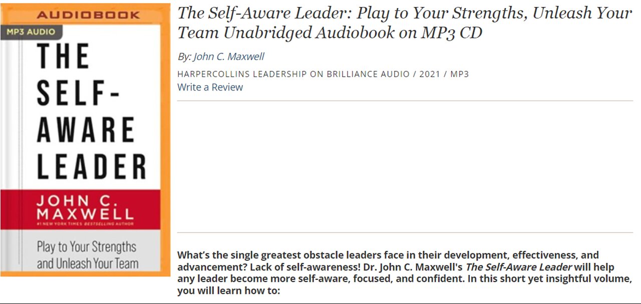 The Self-Aware Leader: Play to Your Strengths, Unleash... by John C. Maxwell | Full #Audiobook #PDF