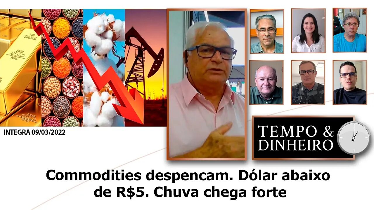 Commodities despencam. Dólar abaixo de R$5. Chuva chega forte