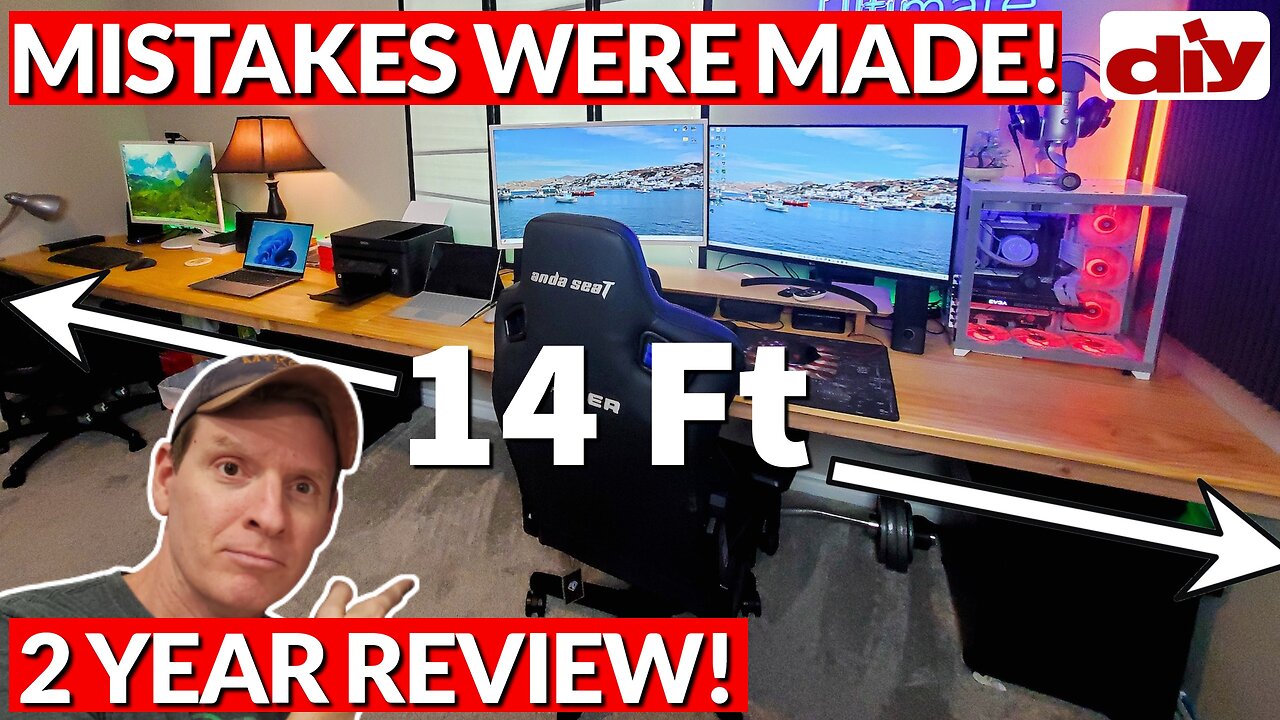 MASSIVE 14 FOOT FLOATING DESK BUILD - 2 YEAR REVIEW