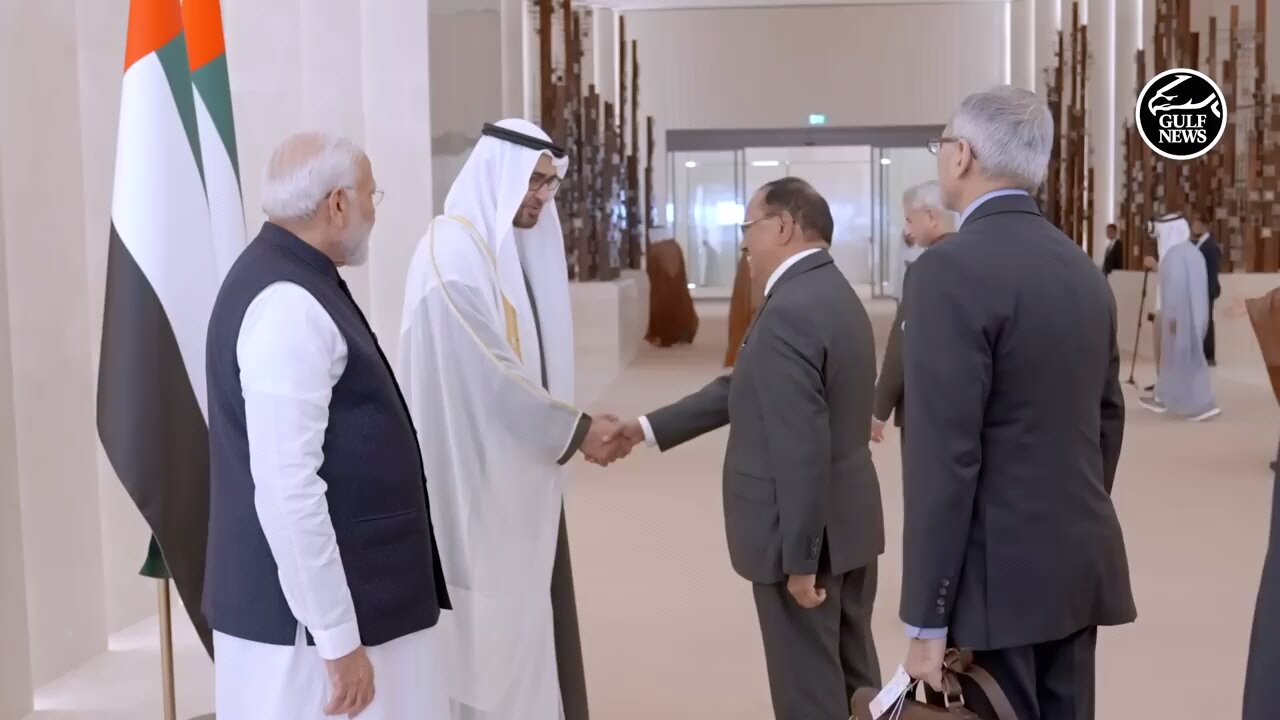 UAE President Sheikh Mohamed Hosts a Reception for Indian Prime Minister Narendra Modi.