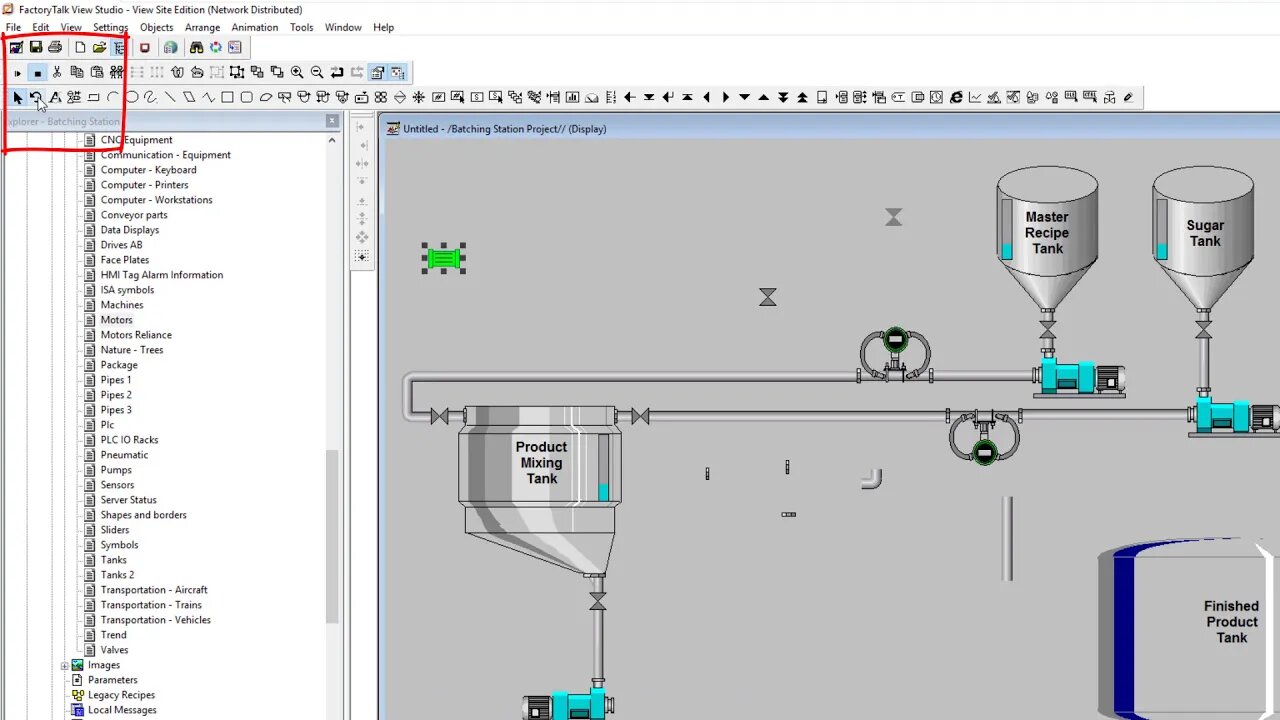 FactoryTalk View Studio Site Edition | Tank Level Indicators & Piping Design | Batching PLC Day-9