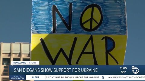 San Diegans demonstrate to show support for Ukraine