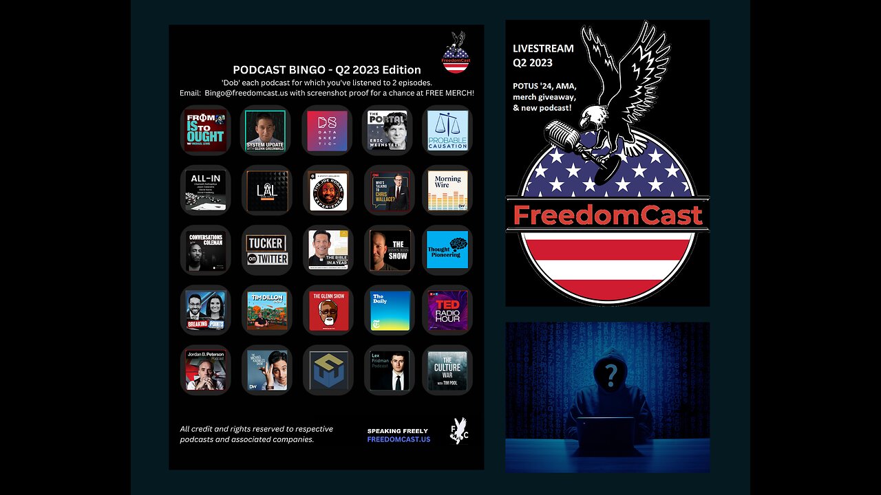 FreedomCast Q2 2023 Livestream - Podcast Bingo, POTUS 2024, and an Anonymous Podcast...