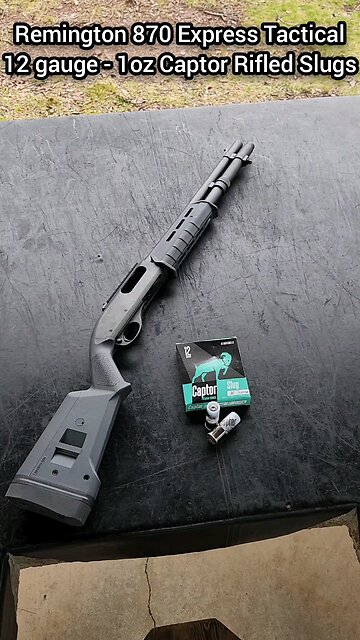 Remington 870 Express Tactical - 12ga Chronograph (Captor 1oz Rifled Slugs)