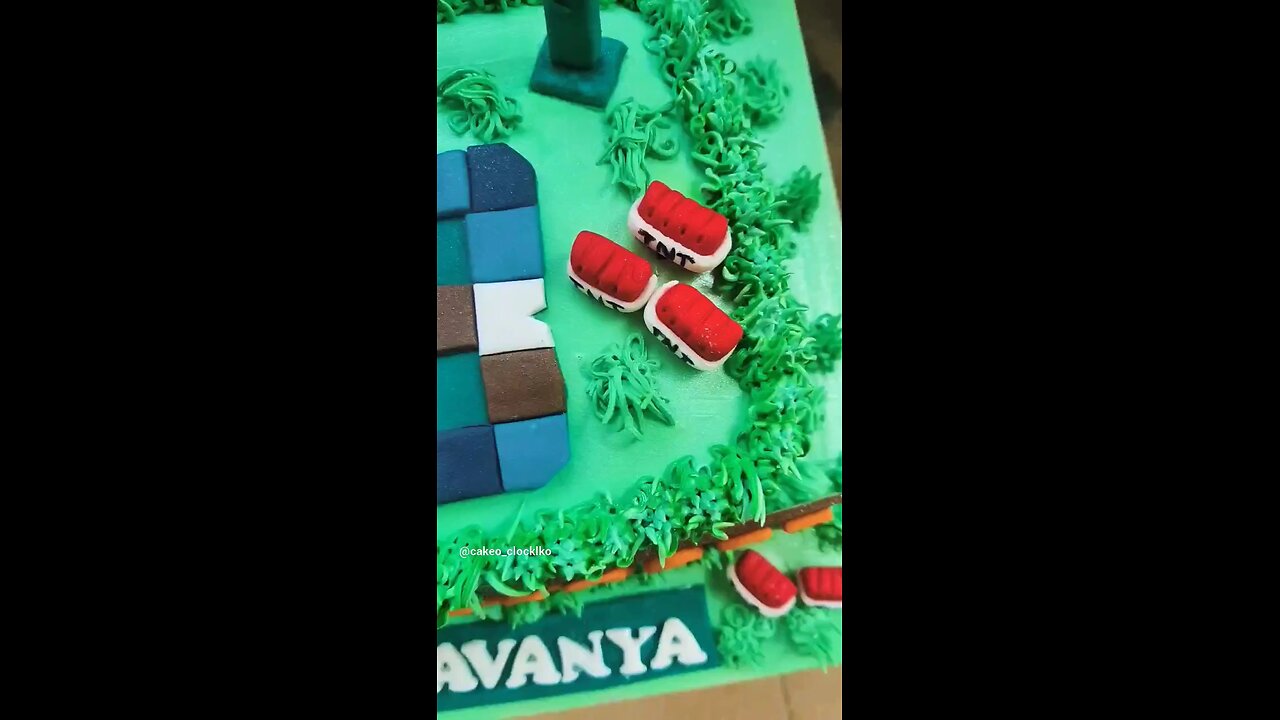 Minecraft theme birthday cake