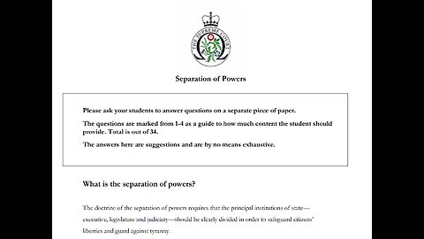 Separation of Powers English Law - Gods Law.
