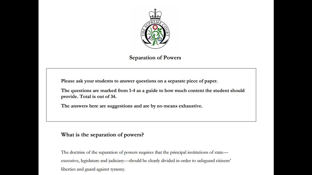 Separation of Powers English Law - Gods Law.