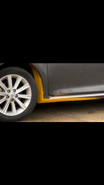 My parents ran over freshly painted yellow road paint lol