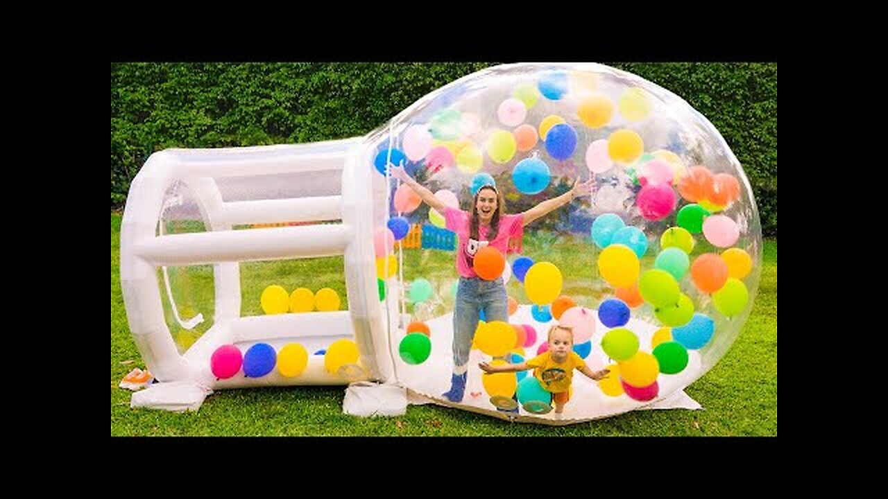 Chris and Mom build Inflatable Playhouse for children