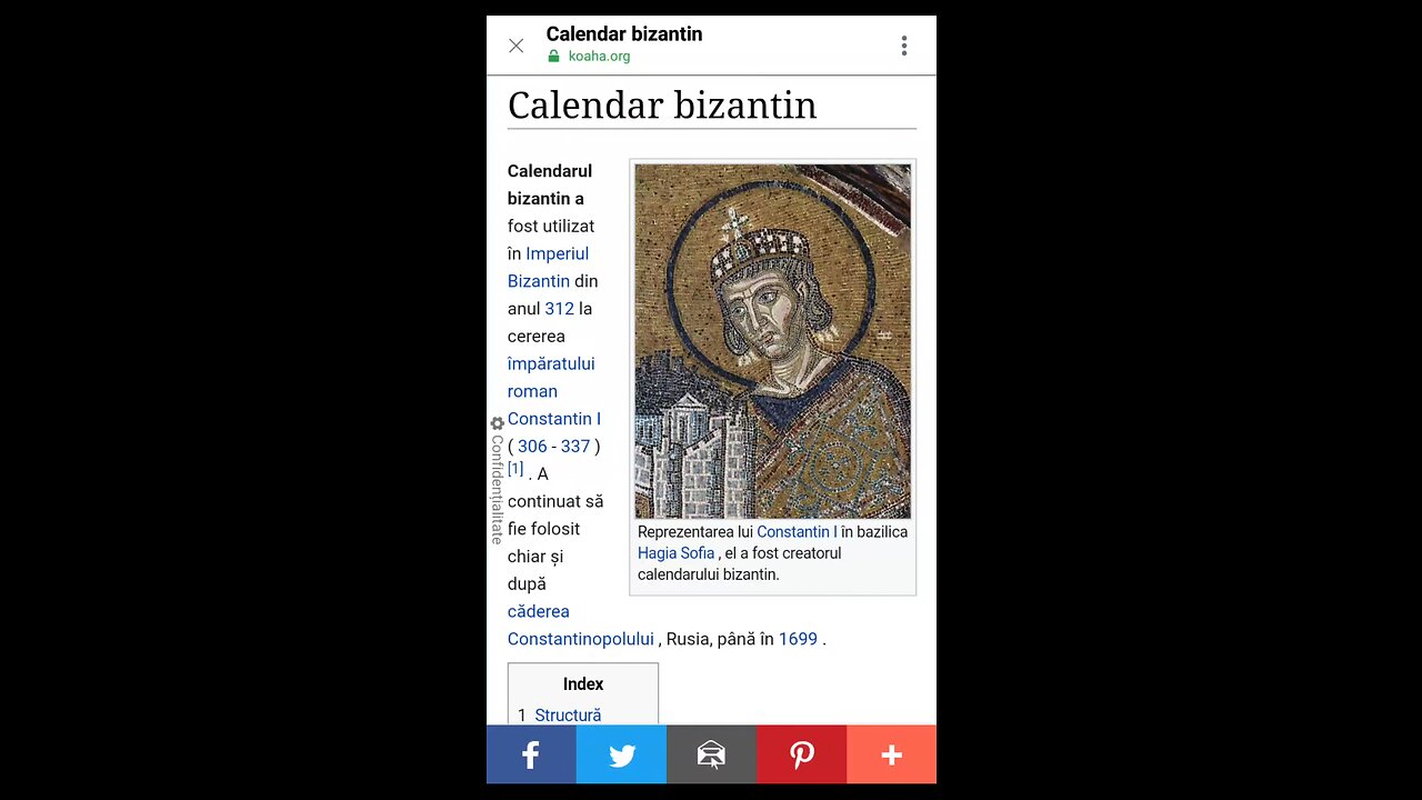 Calendarul Bizantin al Sv. Constantin cel Mare