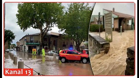 Floodwater rushes through streets in southern France during torrential rain