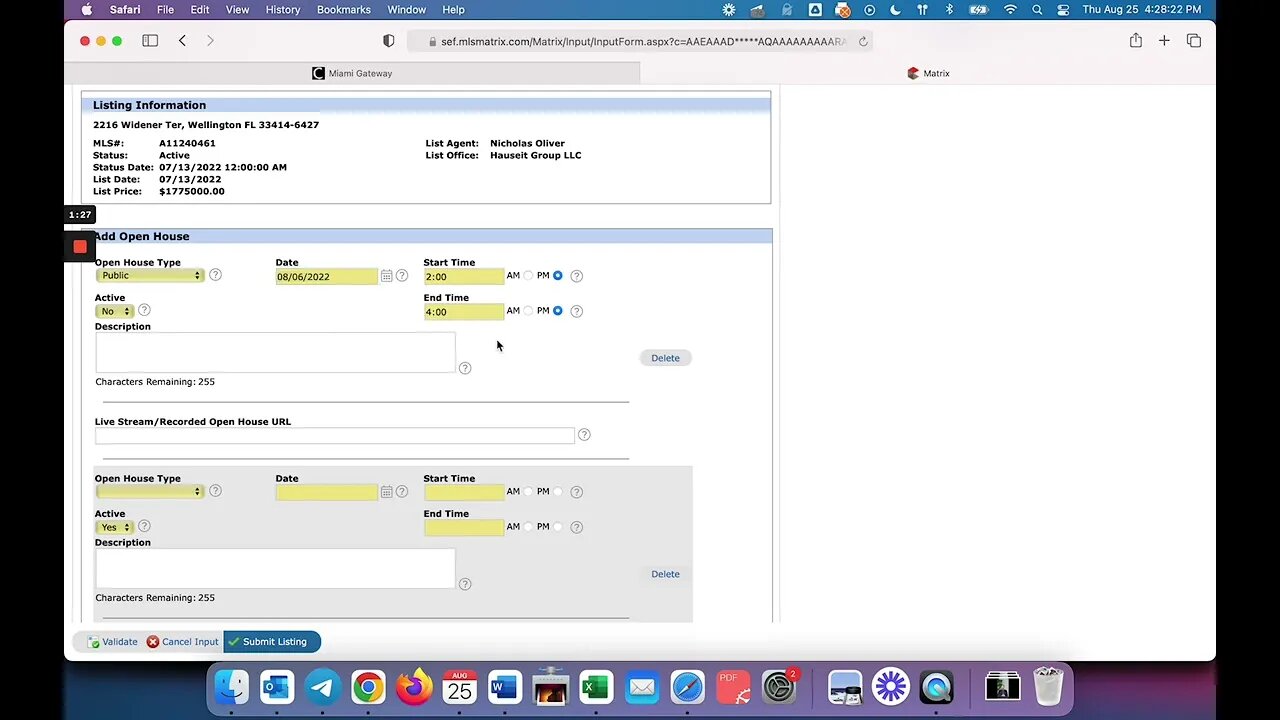 How to Add, Edit or Remove an Open House in the Miami MLS Using Matrix
