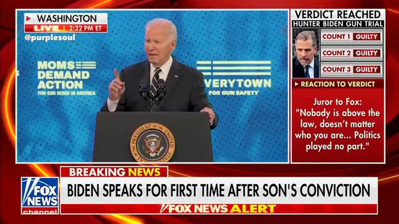 Joe Biden speaks out for the first time about his son's gun charges