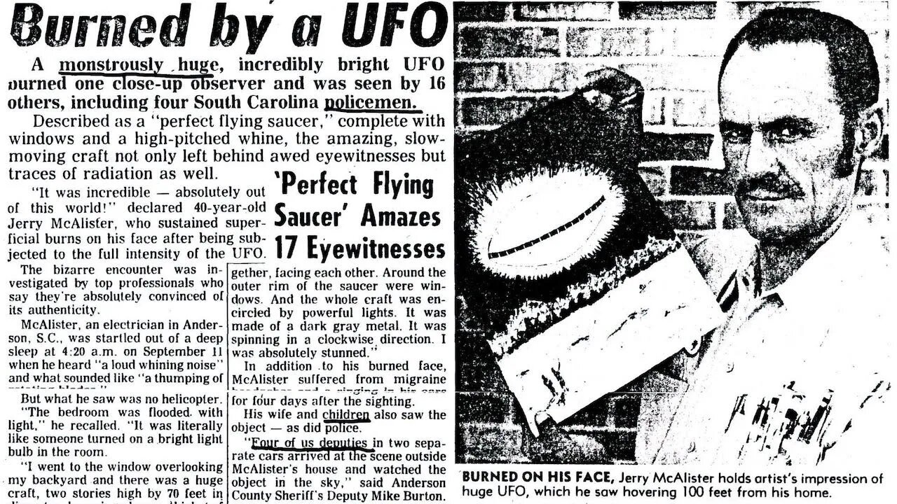 Jerry McAlistar and family on witnessing a hovering UFO outside their home, SC, September 11, 1980