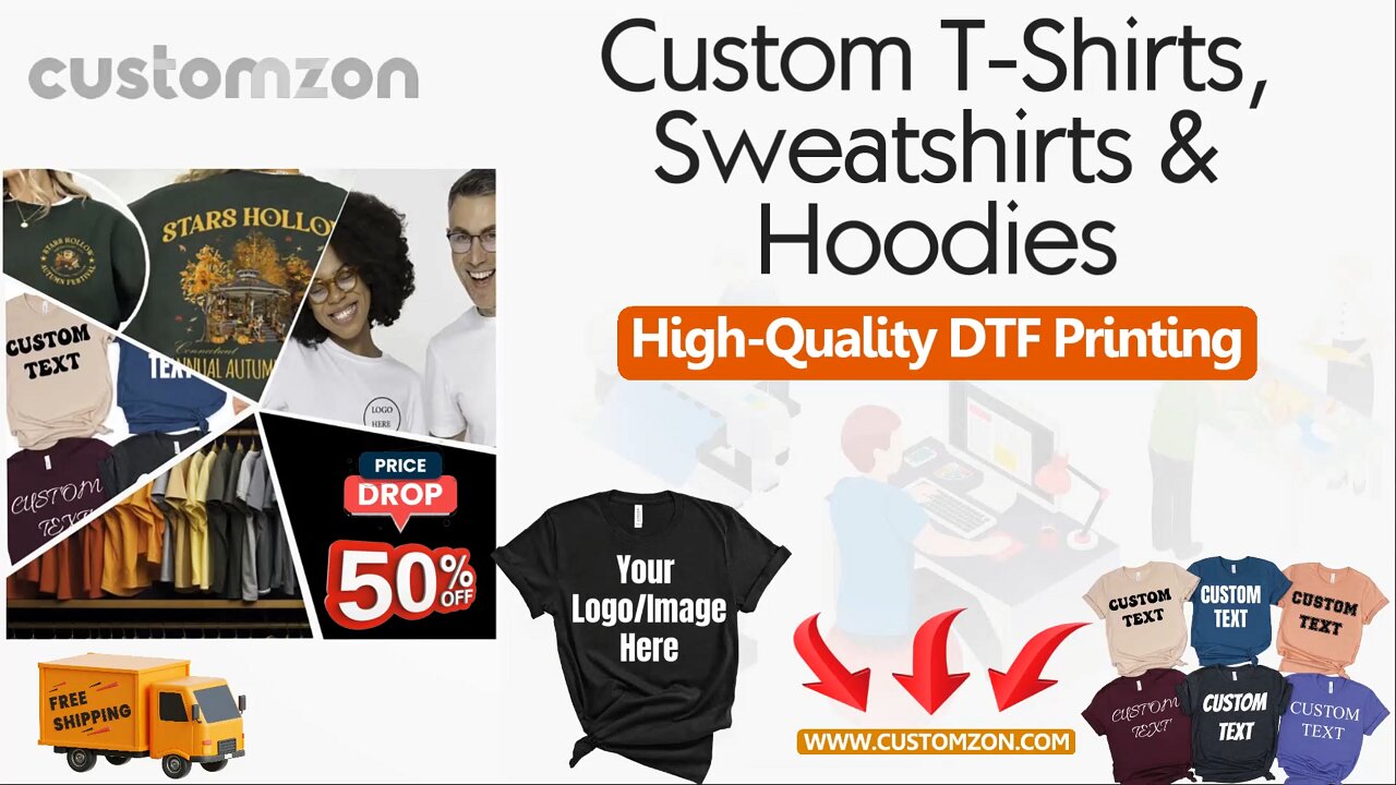 Customzon: Custom T-Shirts, Sweatshirts & Hoodies with High-Quality DTF Printing