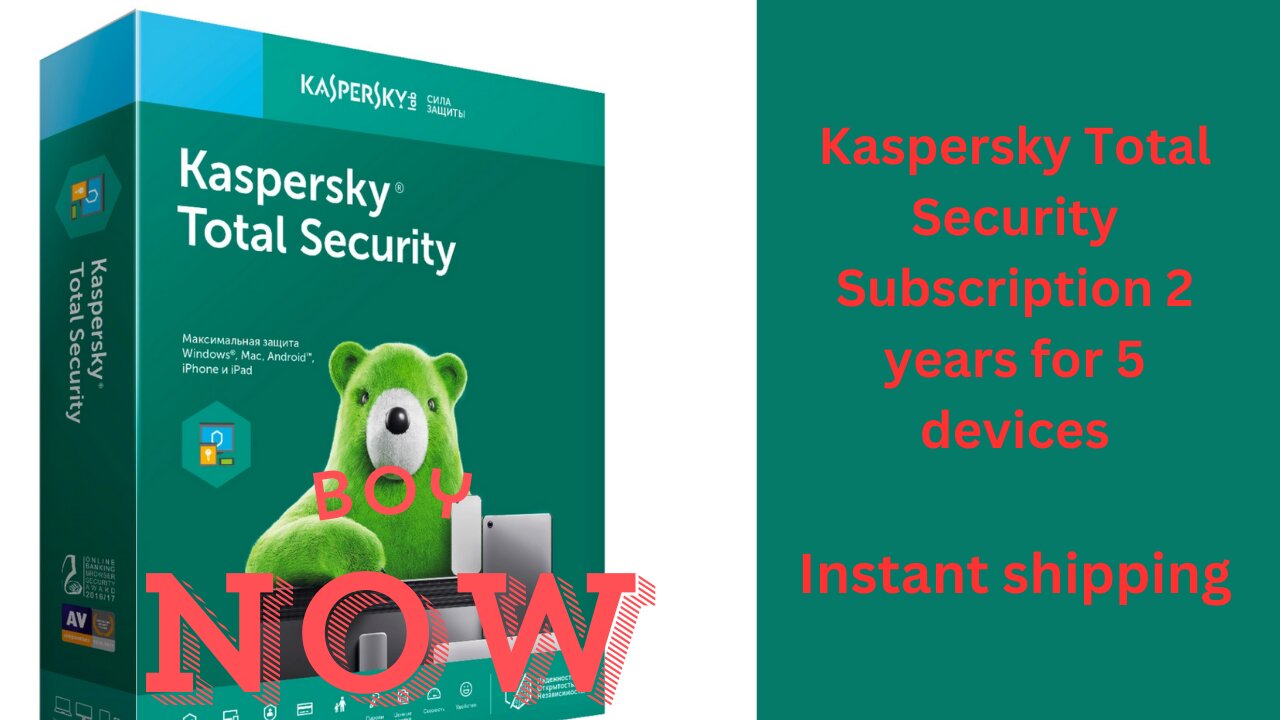 Kaspersky Total Security Subscription 2 years for 5 devices Instant shipping