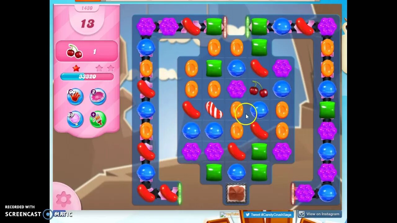 Candy Crush Level 1430 Audio Talkthrough, 2 Stars 0 Boosters