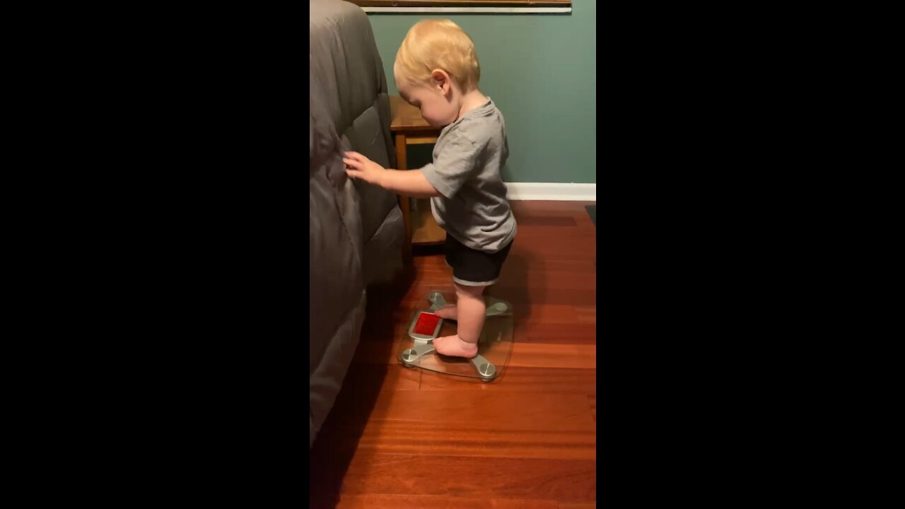 Baby Weighs Himself on Scale - Cuteness Overload