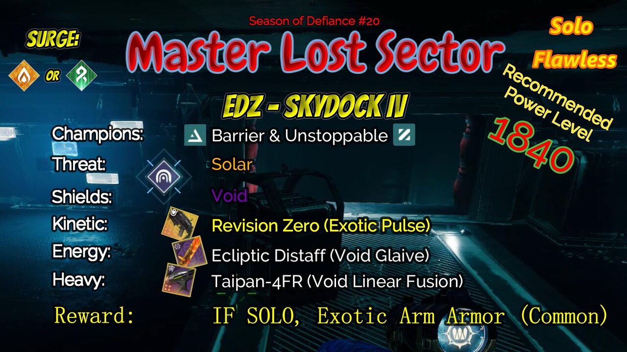 Destiny 2 Master Lost Sector: EDZ - Skydock IV on my Void Hunter Solo-Flawless 5-9-23