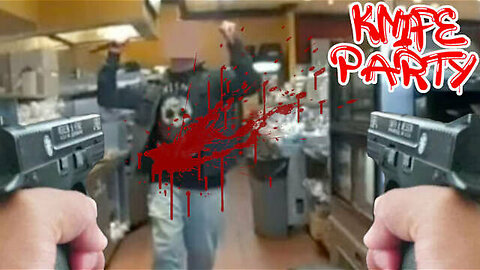 KNIFE WIELDING LUNATIC CHARGING AT POLICE GETS BLASTED