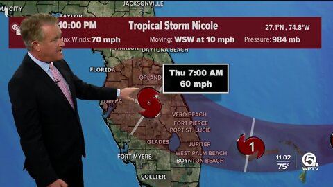 Tropical Storm Nicole forecast, 11 p.m. Nov. 8, 2022