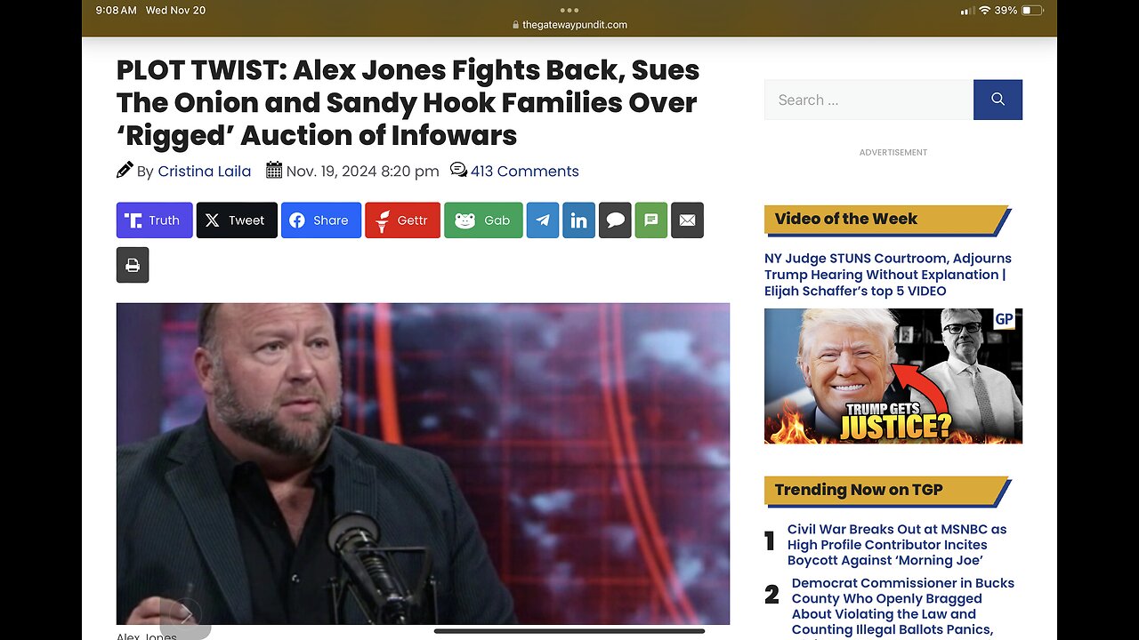 Alex Jones Fights Back, Sues The Onion and Sandy Hook Families Over ‘Rigged’ Auction of Infowars