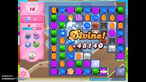 Candy Crush Level 1416 Audio Talkthrough, 1 Star 0 Boosters