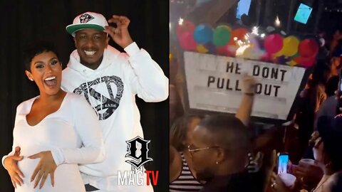 Nick Cannon's "BM" Abby Surprises Him With A "He Don't Pull Out" Sign At The Club! 😂