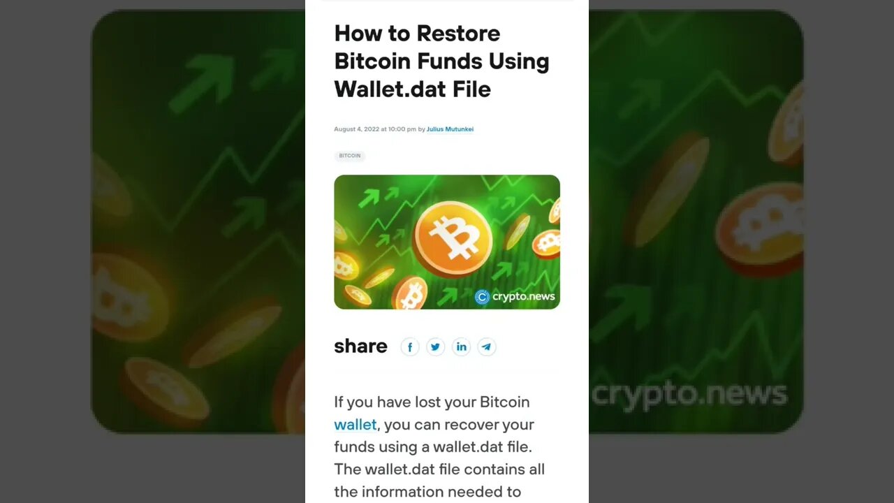 How to Restore Bitcoin Funds Using Wallet.dat File #cryptomash @BitBoyCrypto @aantonop @CoinBureau