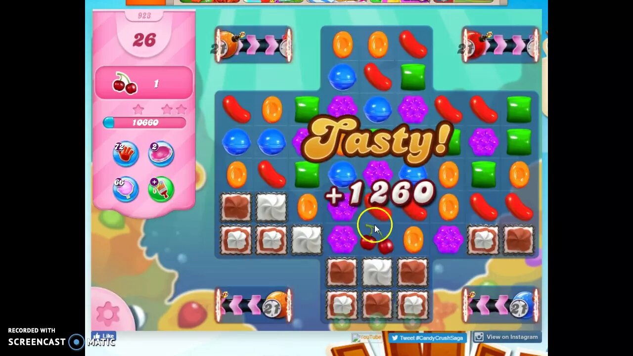 Candy Crush Level 923 Audio Talkthrough, 1 Star 0 Boosters
