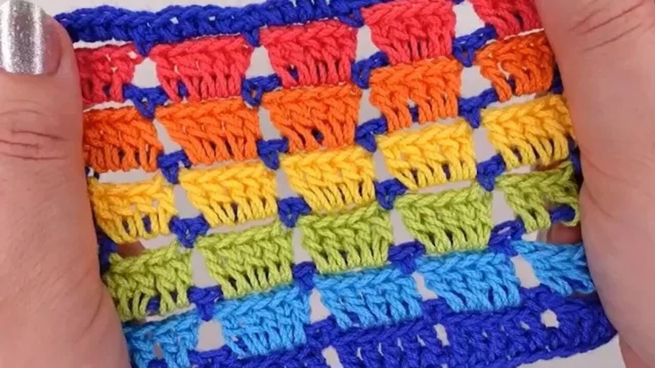 How to crochet colorful block stitch for blanket simple tutorial by marifu6a