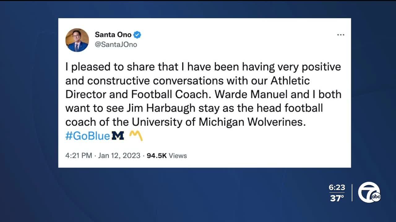 Michigan's president and AD want Jim Harbaugh to stay in Ann Arbor