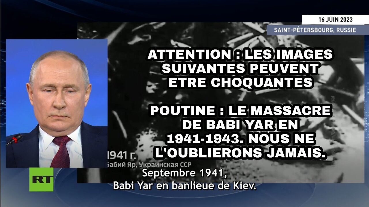 Poutine : Le massacre de Babi Yar en 1941-1943. Nous ne l'oublierons jamais.