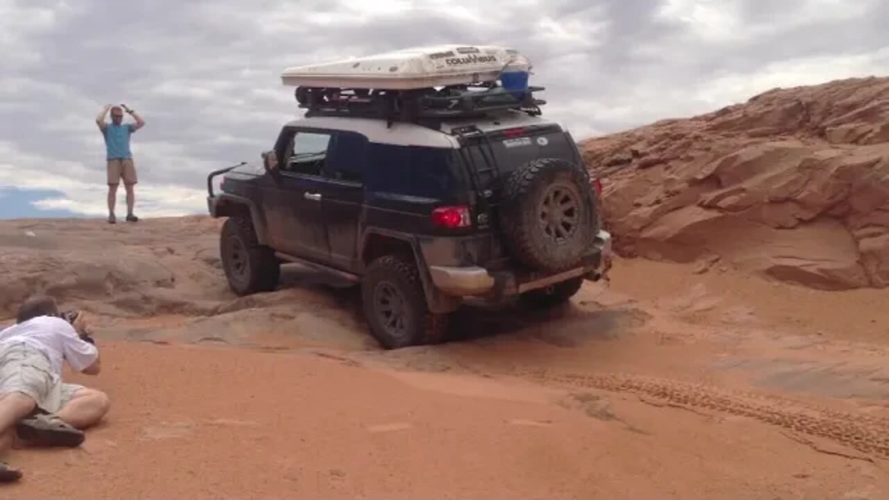 FJ Cruiser on Poison Spider Mesa in Moab UT