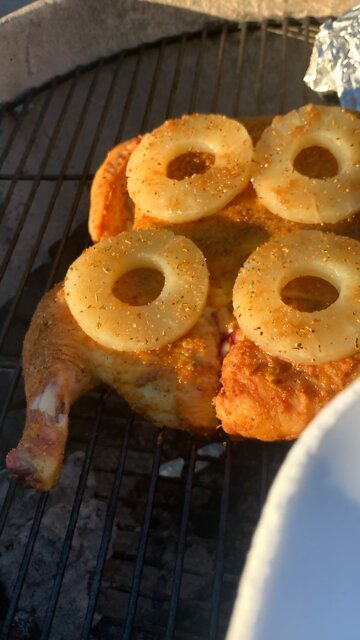 Spatchcock BBQ Chicken with Pineapple