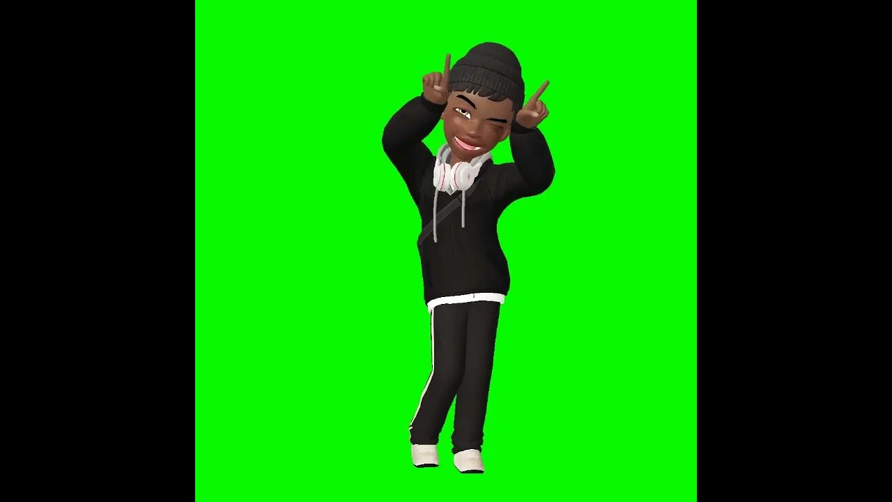 Vídeo de Animação - Avatar fazendo sinal de chifre - Chroma Key - Green Screen