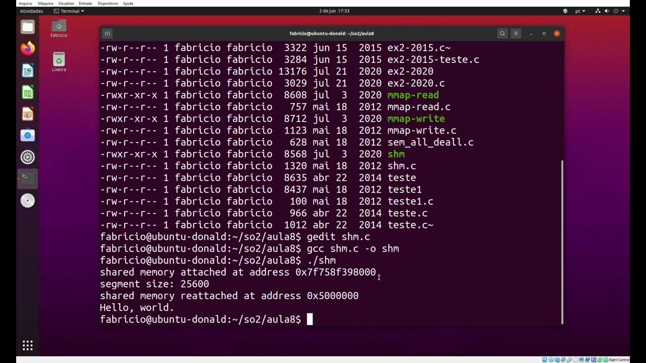 shm.c - Exemplo de Uso de Memória Compartilhada no Linux
