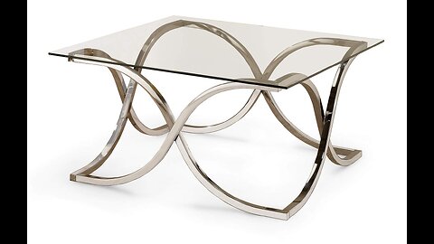 Coaster Home Furnishings Cairns Coffee Table with Glass Top and Geometric Motif Nickel and Clea...