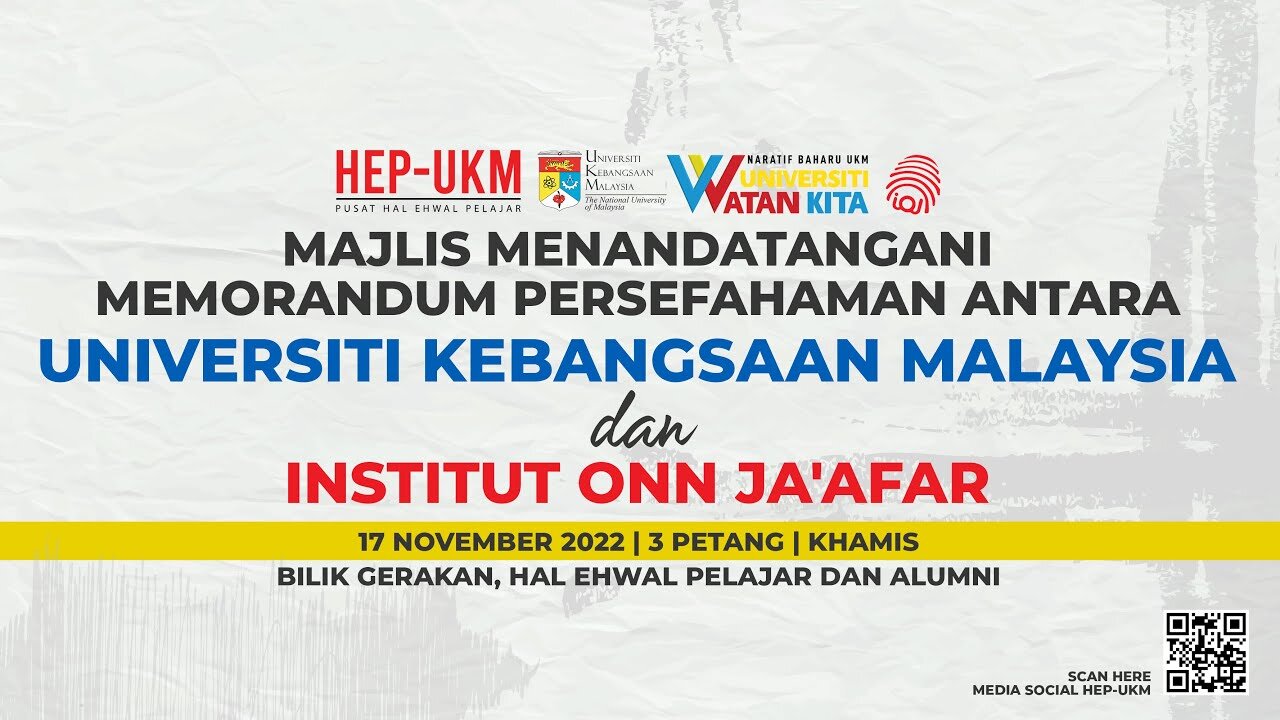 Majlis Menandatangani Memorandum (MoU) antara UKM dan Institut Onn Ja'afar (IOJ)