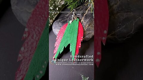 Good Cheer 3inch leather feather earrings #handmade #leatheraccessories #christmas #genuineleather